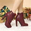image:imageAllegra K Womens Lace Up Ankle Boots Block Heel  PlatformRound Toe Side Zipper Heel 4 89 Inches Party Halloween days Christmas Days Dating EveningBurgundy