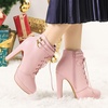image:imageAllegra K Womens Lace Up Ankle Boots Block Heel  PlatformRound Toe Side Zipper Heel 4 89 Inches Party Halloween days Christmas Days Dating EveningPink