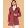 image:imageAllegra K Womens Peter Pan Collar Overcoat Double Breasted Winter Trench Pea CoatDark Pink