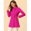 image:imageAllegra K Womens Peter Pan Collar Overcoat Double Breasted Winter Trench Pea CoatHot Pink