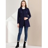 image:imageAllegra K Womens Peter Pan Collar Overcoat Double Breasted Winter Trench Pea CoatNavy Blue