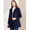 image:imageAllegra K Womens Peter Pan Collar Overcoat Double Breasted Winter Trench Pea CoatNavy Blue