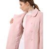 image:imageAllegra K Womens Peter Pan Collar Overcoat Double Breasted Winter Trench Pea CoatPink