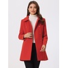 image:imageAllegra K Womens Peter Pan Collar Overcoat Double Breasted Winter Trench Pea CoatRed