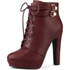 image:imageAllegra K Womens Lace Up Ankle Boots Block Heel  PlatformRound Toe Side Zipper Heel 4 89 Inches Party Halloween days Christmas Days Dating EveningBurgundy