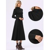 image:imageAllegra K Fall Ribbed Knit Dresses for Women Mock Neck Casual Long Sleeve Maxi DressBlack
