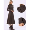 image:imageAllegra K Fall Ribbed Knit Dresses for Women Mock Neck Casual Long Sleeve Maxi DressCoffee