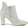 image:imageAllegra K Womens Glitter Pointed Toe Cutout Block Heel Ankle Booties  Cutout Pointed Toe Side Zipper Heel 35 Inches Party Halloween days Christmas Days Dating EveningSilver
