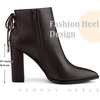 image:imageAllegra K Womens Pointed Toe Back Tie Chunky Heel Ankle BootsDark Brown
