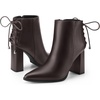 image:imageAllegra K Womens Pointed Toe Back Tie Chunky Heel Ankle BootsDark Brown