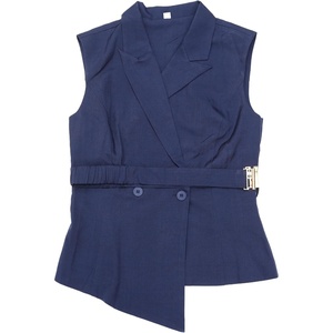 image:imageAllegra K Business Casual Blazer Vest for Womens Belted Dressy Sleeveless BlazerDark Blue