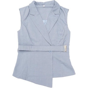image:imageAllegra K Business Casual Blazer Vest for Womens Belted Dressy Sleeveless BlazerGrey Blue