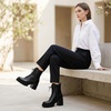 image:imageAllegra K Womens Lace Up Platform Chunky Heel Ankle Combat BootsBlack