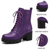 image:imageAllegra K Womens Lace Up Platform Chunky Heel Ankle Combat BootsPurple