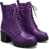 image:imageAllegra K Womens Lace Up Platform Chunky Heel Ankle Combat BootsPurple