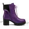 image:imageAllegra K Womens Lace Up Platform Chunky Heel Ankle Combat BootsPurple