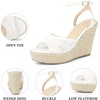 image:imageAllegra K Womens Lace Wedges Ankle Strap Platform Heel Espadrille Wedge Heels SandalsWhite