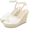 image:imageAllegra K Womens Lace Wedges Ankle Strap Platform Heel Espadrille Wedge Heels SandalsWhite