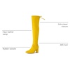 image:imageAllegra K Womens Pointed Toe Thigh High Boot Block Heel  Back Lace Up Chunky Heels Side Zipper Heel 2 34 Inches Party Halloween days Christmas Days Dating EveningYellow