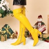 image:imageAllegra K Womens Pointed Toe Thigh High Boot Block Heel  Back Lace Up Chunky Heels Side Zipper Heel 2 34 Inches Party Halloween days Christmas Days Dating EveningYellow