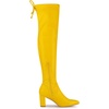 image:imageAllegra K Womens Pointed Toe Thigh High Boot Block Heel  Back Lace Up Chunky Heels Side Zipper Heel 2 34 Inches Party Halloween days Christmas Days Dating EveningYellow