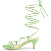 image:imageAllegra K Womens Strappy Sandals Kitten Heels  2 38 inches Heel LaceUp Open Toe Comfortable Faux Leather perfect for Evening Party Wedding Date NightLime Green