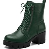 image:imageAllegra K Womens Lace Up Platform Chunky Heel Ankle Combat BootsDark Green