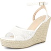 image:imageAllegra K Womens Lace Wedges Ankle Strap Platform Heel Espadrille Wedge Heels SandalsWhite