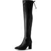 image:imageAllegra K Womens Pointed Toe Thigh High Boot Block Heel  Back Lace Up Chunky Heels Side Zipper Heel 2 34 Inches Party Halloween days Christmas Days Dating EveningBlack