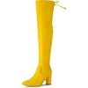 image:imageAllegra K Womens Pointed Toe Thigh High Boot Block Heel  Back Lace Up Chunky Heels Side Zipper Heel 2 34 Inches Party Halloween days Christmas Days Dating EveningYellow