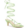 image:imageAllegra K Womens Strappy Sandals Kitten Heels  2 38 inches Heel LaceUp Open Toe Comfortable Faux Leather perfect for Evening Party Wedding Date NightLime Green