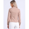 image:imageAllegra K Denim Jacket Womens Classic Stand Collar Long Sleeve Jean Jackets  2026 Trendy Button Front Flap Chest Pockets Stretchy Fabric Washed Vintage Daily Casual WearPink