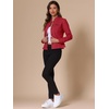 image:imageAllegra K Denim Jacket Womens Classic Stand Collar Long Sleeve Jean Jackets  2026 Trendy Button Front Flap Chest Pockets Stretchy Fabric Washed Vintage Daily Casual WearRed