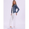 image:imageAllegra K Denim Jacket Womens Classic Stand Collar Long Sleeve Jean Jackets  2026 Trendy Button Front Flap Chest Pockets Stretchy Fabric Washed Vintage Daily Casual WearGray Blues
