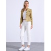 image:imageAllegra K Denim Jacket Womens Classic Stand Collar Long Sleeve Jean Jackets  2026 Trendy Button Front Flap Chest Pockets Stretchy Fabric Washed Vintage Daily Casual WearKhaki