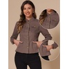image:imageAllegra K Denim Jacket Womens Classic Stand Collar Long Sleeve Jean Jackets  2026 Trendy Button Front Flap Chest Pockets Stretchy Fabric Washed Vintage Daily Casual WearCoffee