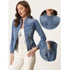 image:imageAllegra K Denim Jacket Womens Classic Stand Collar Long Sleeve Jean Jackets  2026 Trendy Button Front Flap Chest Pockets Stretchy Fabric Washed Vintage Daily Casual WearBlue