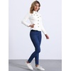 image:imageAllegra K Denim Jacket Womens Classic Stand Collar Long Sleeve Jean Jackets  2026 Trendy Button Front Flap Chest Pockets Stretchy Fabric Washed Vintage Daily Casual WearWhite