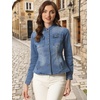 image:imageAllegra K Denim Jacket Womens Classic Stand Collar Long Sleeve Jean Jackets  2026 Trendy Button Front Flap Chest Pockets Stretchy Fabric Washed Vintage Daily Casual WearBlue