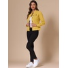 image:imageAllegra K Denim Jacket Womens Classic Stand Collar Long Sleeve Jean Jackets  2026 Trendy Button Front Flap Chest Pockets Stretchy Fabric Washed Vintage Daily Casual WearYellow
