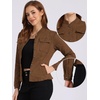 image:imageAllegra K Denim Jacket Womens Classic Stand Collar Long Sleeve Jean Jackets  2026 Trendy Button Front Flap Chest Pockets Stretchy Fabric Washed Vintage Daily Casual WearBrown