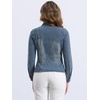 image:imageAllegra K Denim Jacket Womens Classic Stand Collar Long Sleeve Jean Jackets  2026 Trendy Button Front Flap Chest Pockets Stretchy Fabric Washed Vintage Daily Casual WearVintage Blue