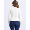 image:imageAllegra K Denim Jacket Womens Classic Stand Collar Long Sleeve Jean Jackets  2026 Trendy Button Front Flap Chest Pockets Stretchy Fabric Washed Vintage Daily Casual WearWhite
