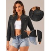 image:imageAllegra K Denim Jacket Womens Classic Stand Collar Long Sleeve Jean Jackets  2026 Trendy Button Front Flap Chest Pockets Stretchy Fabric Washed Vintage Daily Casual WearBlack