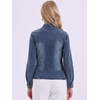 image:imageAllegra K Denim Jacket Womens Classic Stand Collar Long Sleeve Jean Jackets  2026 Trendy Button Front Flap Chest Pockets Stretchy Fabric Washed Vintage Daily Casual WearGray Blues
