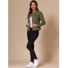 image:imageAllegra K Denim Jacket Womens Classic Stand Collar Long Sleeve Jean Jackets  2026 Trendy Button Front Flap Chest Pockets Stretchy Fabric Washed Vintage Daily Casual WearGreen