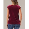 image:imageAllegra K Velvet Blouse Tops for Womens 2025 Dressy Christmas Party Crew Neck Cap Sleeve TopBurgundy