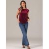 image:imageAllegra K Velvet Blouse Tops for Womens 2025 Dressy Christmas Party Crew Neck Cap Sleeve TopBurgundy