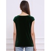 image:imageAllegra K Velvet Blouse Tops for Womens 2025 Dressy Christmas Party Crew Neck Cap Sleeve TopDark Green