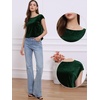 image:imageAllegra K Velvet Blouse Tops for Womens 2025 Dressy Christmas Party Crew Neck Cap Sleeve TopDark Green